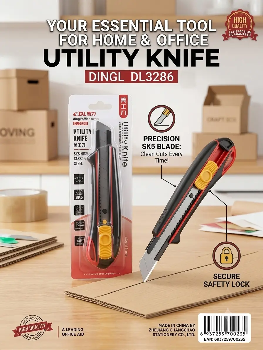 Heavy Duty Professional Utility Knife - Retractable Snap-Off Paper Cutter